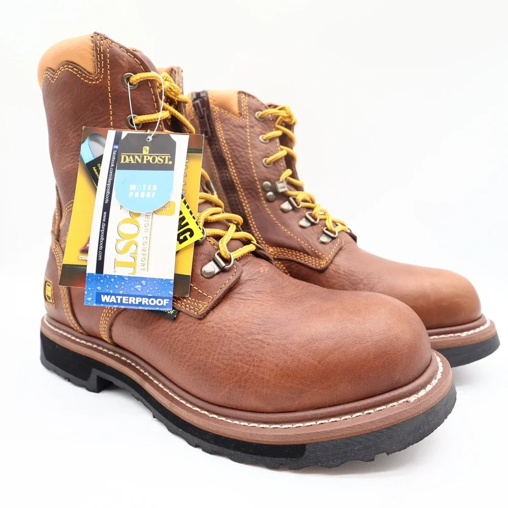 Dan Post Modern Waterproof Work Boots Mens 10.5 D Brown Leather NWT